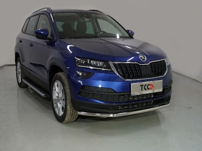 Защита переднего бампера 42 мм ТСС для Skoda Karoq 2020-2021