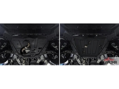 Защита картера+КПП+ комплект крепежа Автоброня, Сталь, для Changan CS-95 2022-н.в.; 2,0; АКПП; AWD