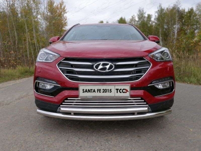Накладка решётки радиатора 16 мм ТСС для Hyundai Santa Fe 2015-2018