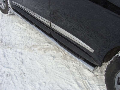 Пороги труба овальная с накладками 120х60 мм ТСС для Infiniti JX35/QX60 2012-2016