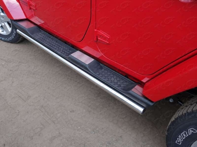 Накладки на пластиковые пороги шлифованные (комплект 6 шт.) ТСС для Jeep Wrangler 5D 2010-2018