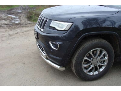 Защита передняя двойная 76-75 мм ТСС для Jeep Grand Cherokee 2013-2021