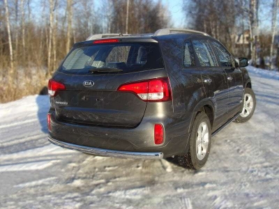 Защита заднего бампера овальная 75-42 мм ТСС для Kia Sorento 2012-2020