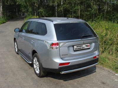 Защита заднего бампера центральная 60 мм ТСС для Mitsubishi Outlander 2012-2014