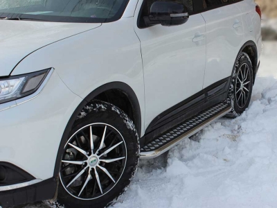 Пороги лист d-53 Технотек для Mitsubishi Outlander 2018-2021
