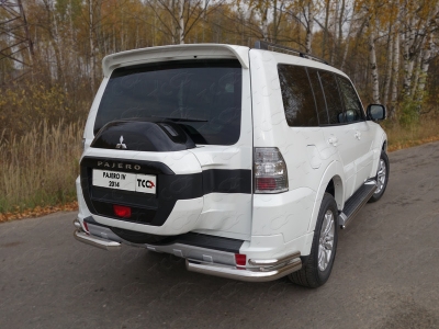 Защита задняя двойные уголки 76-42 мм ТСС для Mitsubishi Pajero 4 2014-2021