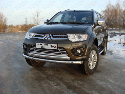 Накладка решётки радиатора 16 мм ТСС для Mitsubishi Pajero Sport 2013-2016