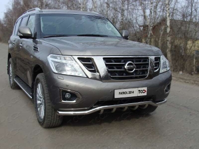 Защита передняя Кенгурятник с вставкой 60 мм ТСС для Nissan Patrol 2014-2021