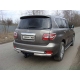 Защита заднего бампера овальная двойная под фаркоп 75х75 мм ТСС для Nissan Patrol 2014-2021