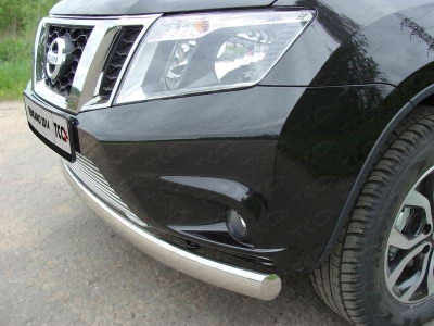 Защита передняя овальная 75х42 мм ТСС для Nissan Terrano 2014-2021