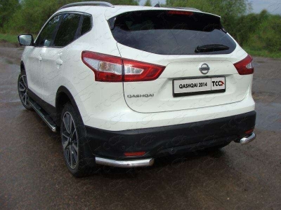 Защита задняя уголки 60 мм ТСС для Nissan Qashqai 2015-2019