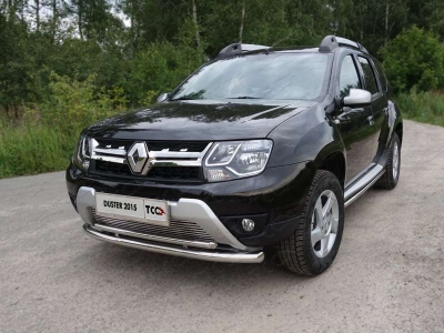 Защита передняя двойная 60/42 мм ТСС для Renault Duster 2015-2021