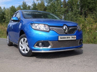 Защита переднего бампера 42 мм ТСС для Renault Sandero 2015-2021