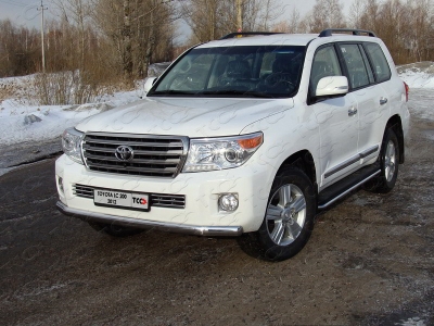 Защита передняя овальная длинная 75х42 мм ТСС для Toyota Land Cruiser 200 2012-2015