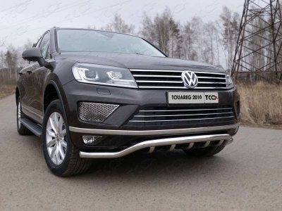 Защита передняя Кенгурятник 60-42 мм ТСС для Volkswagen Touareg 2014-2017