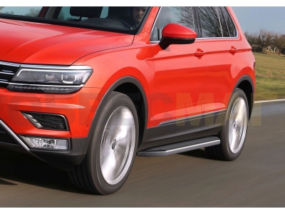Пороги алюминиевые Rival Premium для Volkswagen Tiguan 2016-2021