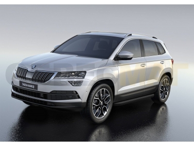 Пороги алюминиевые Rival Premium Black для Skoda Karoq 2020-2021