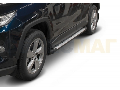 Пороги алюминиевые Rival BMW-Style для Toyota RAV4 2019-2021