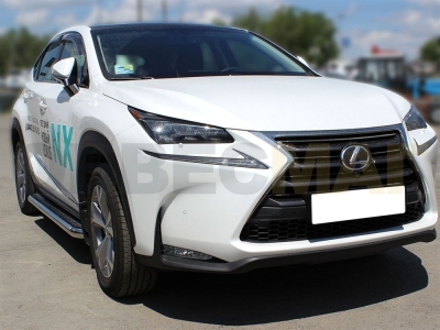Пороги с площадкой алюминиевый лист 60 мм Технотек для Lexus NX200t 2014-2017