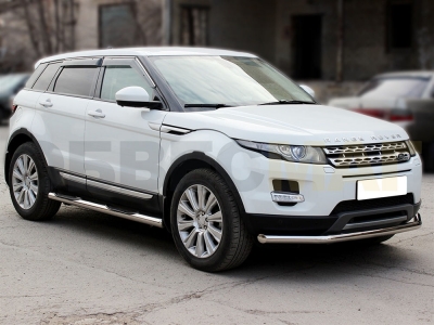 Пороги труба с накладками 76 мм Технотек для Range Rover Evoque 2011-2018