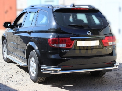 Защита задняя с уголками 60-53 мм для Ssang Yong Kyron 2007-2015