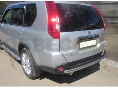 Защита заднего бампера 60 мм радиусная для Nissan X-Trail T31 2011-2015