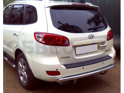 Защита заднего бампера 60 мм радиусная для Hyundai Santa Fe 2006-2010