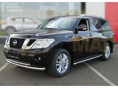 Защита передняя двойная 60-53 мм для Nissan Pathfinder 2010-2014