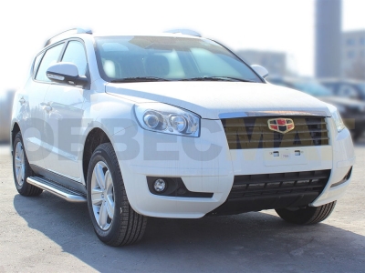 Пороги с площадкой алюминиевый лист 60 мм Технотек для Geely Emgrand X7 2013-2021