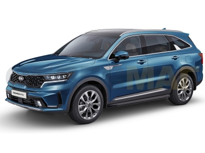 Пороги алюминиевые Rival Premium Black для Kia Sorento 2020-2021