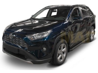 Пороги алюминиевые Rival Black для Toyota RAV4 2019-2021