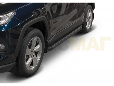 Пороги алюминиевые Rival Black для Toyota RAV4 2019-2021