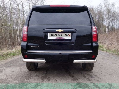 Защита задняя овальные уголки 75х42 мм ТСС для Chevrolet Tahoe 2016-2021