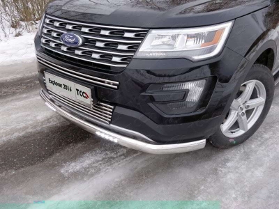 Накладка решётки радиатора верхняя 16 мм ТСС для Ford Explorer 2015-2017