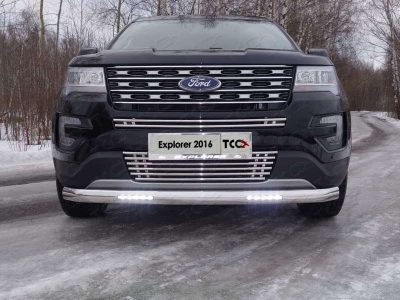 Накладка решётки радиатора верхняя 16 мм ТСС для Ford Explorer 2015-2017