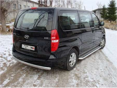 Защита заднего бампера овальная 75х42 мм ТСС для Hyundai H-1 Starex 2007-2018 HYUNH113-05