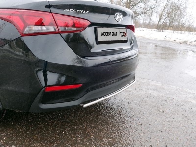 Защита заднего бампера 25 мм ТСС для Hyundai Accent 2018-2021