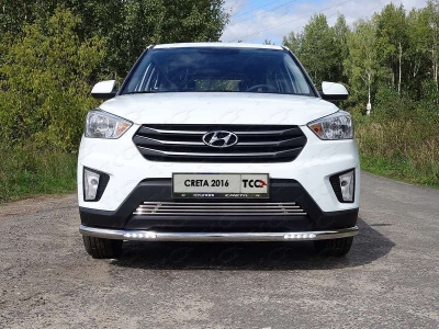 Защита переднего бампера с ДХО 60 мм ТСС для Hyundai Creta 2016-2021