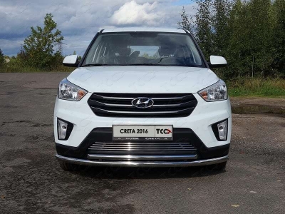 Защита передняя двойная 60-42 мм ТСС для Hyundai Creta 2016-2021