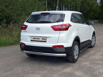 Защита заднего бампера овальная 75х42 мм ТСС для Hyundai Creta 2016-2021