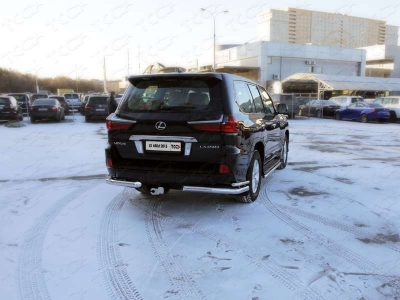 Защита задняя двойные уголки 76-42 мм ТСС для Lexus LX-570/450d (кроме F-Sport) 2015-2021