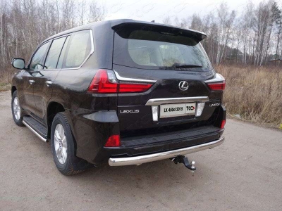 Защита заднего бампера овальная 75х42 мм ТСС для Lexus LX-570/450d 2015-2021