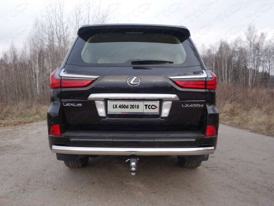 Защита заднего бампера овальная 75х42 мм ТСС для Lexus LX-570/450d 2015-2021