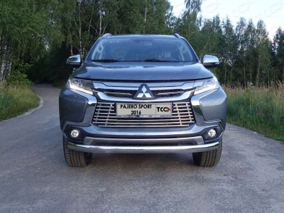 Накладка решётки радиатора 16 мм ТСС для Mitsubishi Pajero Sport 2016-2020