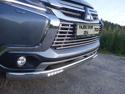 Накладка решётки радиатора 16 мм ТСС для Mitsubishi Pajero Sport 2016-2020