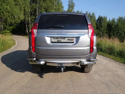 Защита задняя двойные уголки 76-42 мм ТСС для Mitsubishi Pajero Sport 2016-2020
