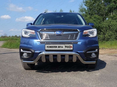 Накладка решётки радиатора верхняя 12 мм ТСС для Subaru Forester 2016-2018