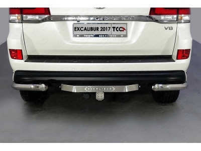 Защита задняя уголки 76 мм ТСС для Toyota Land Cruiser 200 Excalibur 2017-2021