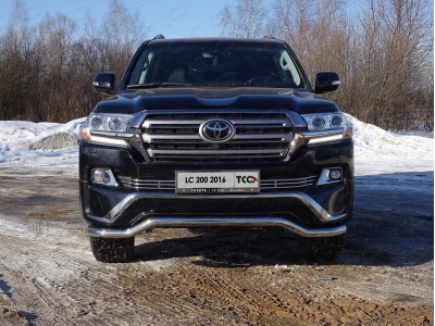 Защита переднего бампера волна 60 мм ТСС для Toyota Land Cruiser 200 Executive 2016-2021