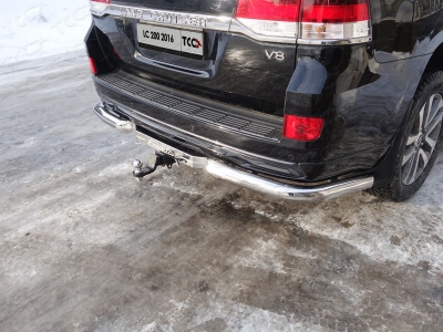 Защита задняя уголки 76 мм ТСС для Toyota Land Cruiser 200 Executive 2016-2021